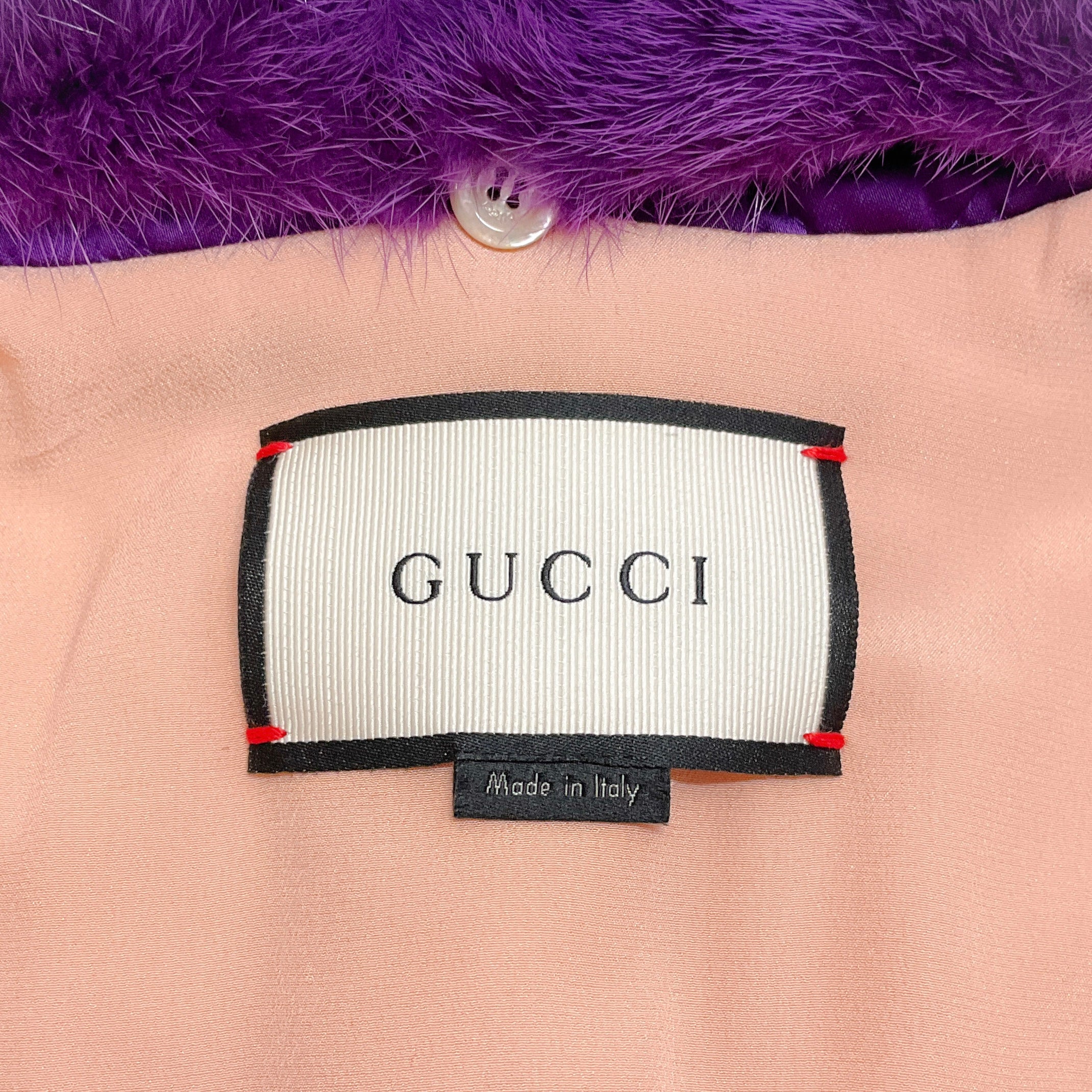 Gucci Purple Quilted Jacket with Removable Mink Collar