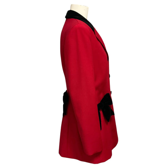 Moschino Cheap and Chic Red / Black Velvet Bow Adorned Wool Blazer