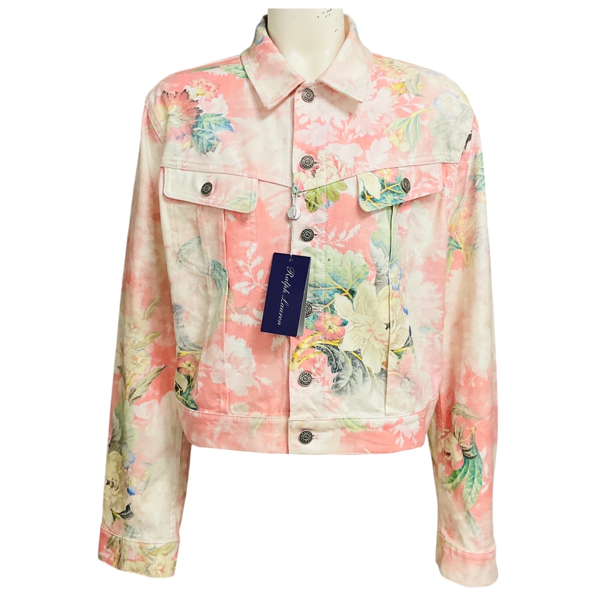 Ralph Lauren Collection Pastel Multi Floral Denim Jacket