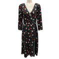 Load image into Gallery viewer, Marc Jacobs Black Multi Printed Silk Wrap Dress
