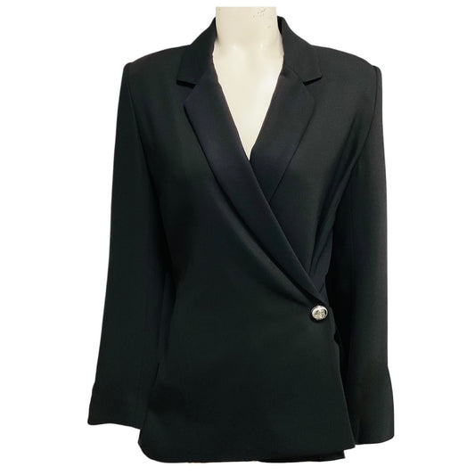 Loewe Black Asymmetric Single Button Tailored Stretch Viscose Blazer Jacket