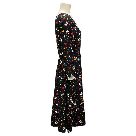 Marc Jacobs Black Multi Printed Silk Wrap Dress