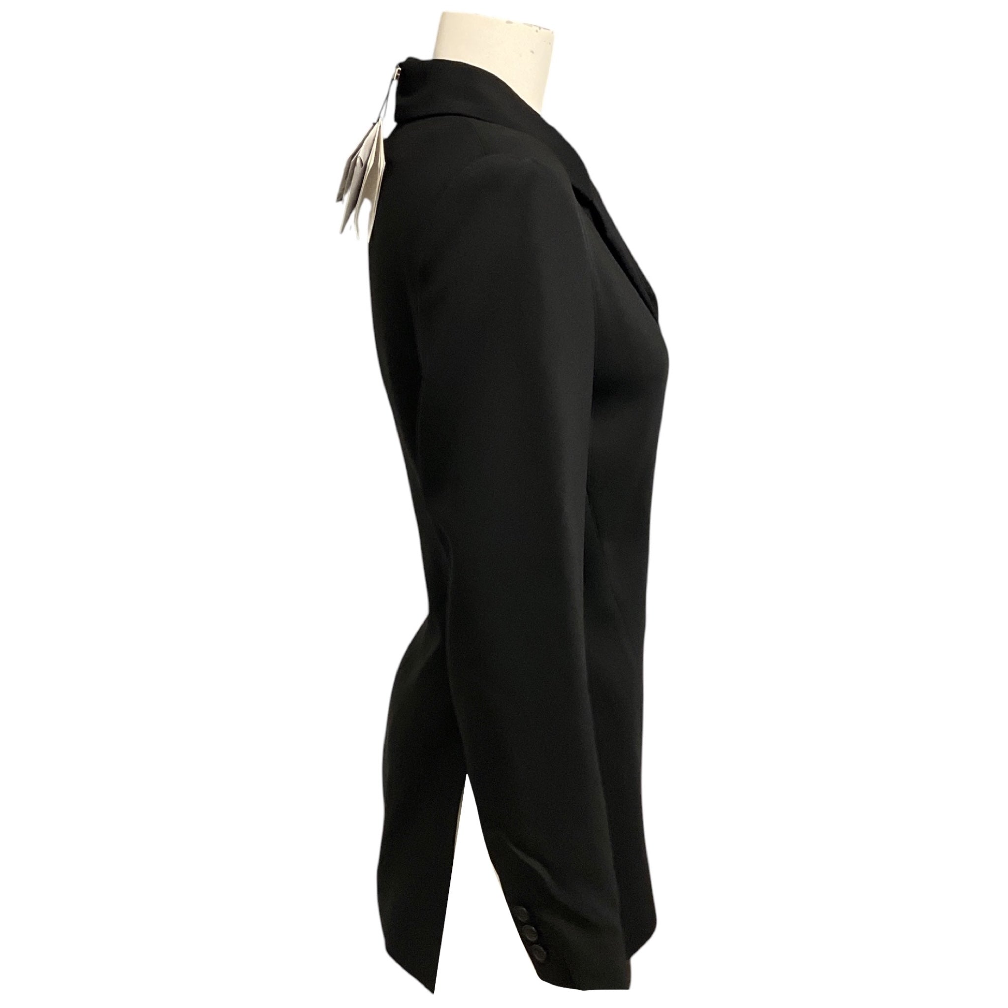 Loewe Black Asymmetric Single Button Tailored Stretch Viscose Blazer Jacket