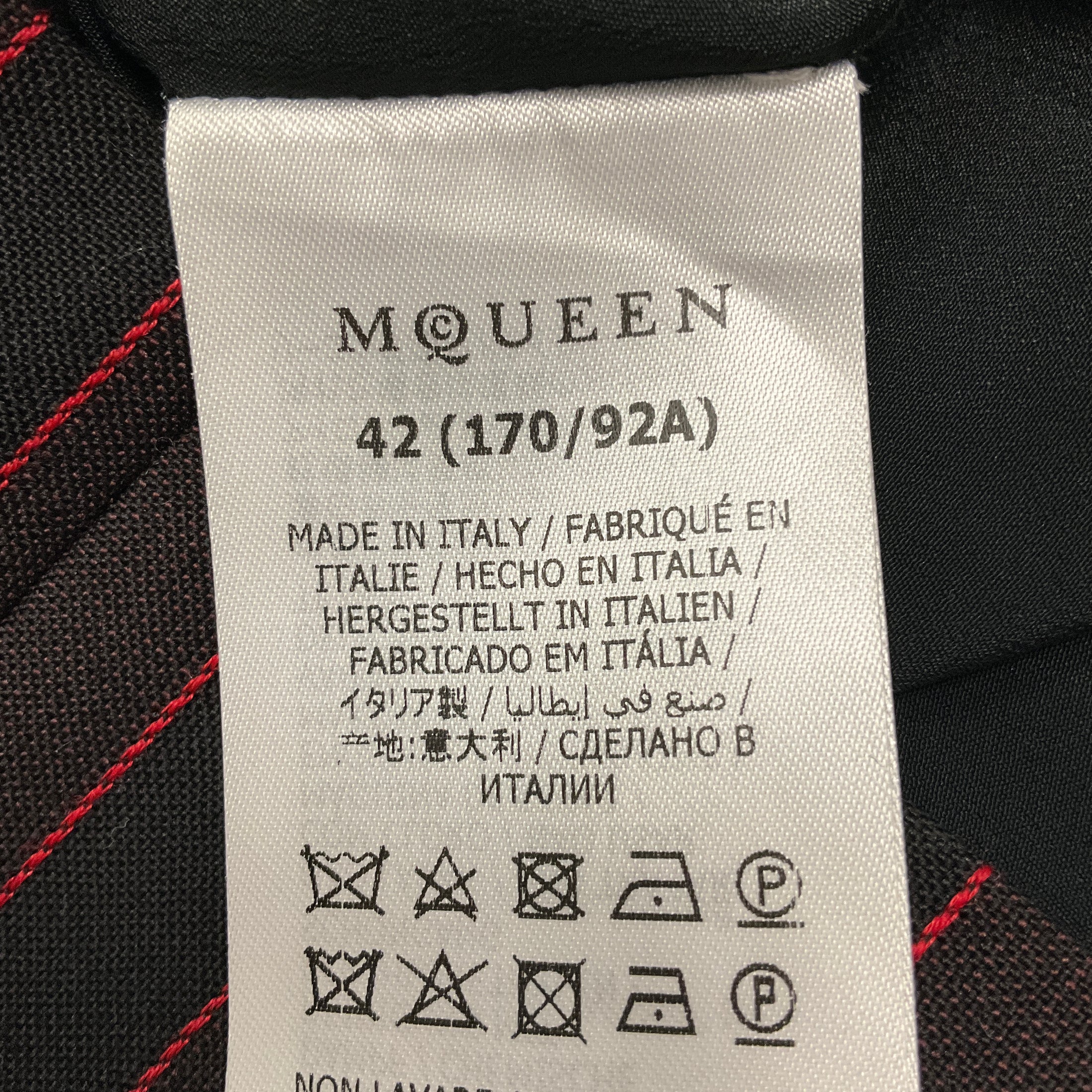 Alexander McQueen Black / Burgundy 2024 Pinstripe Strapless Mini Day Dress