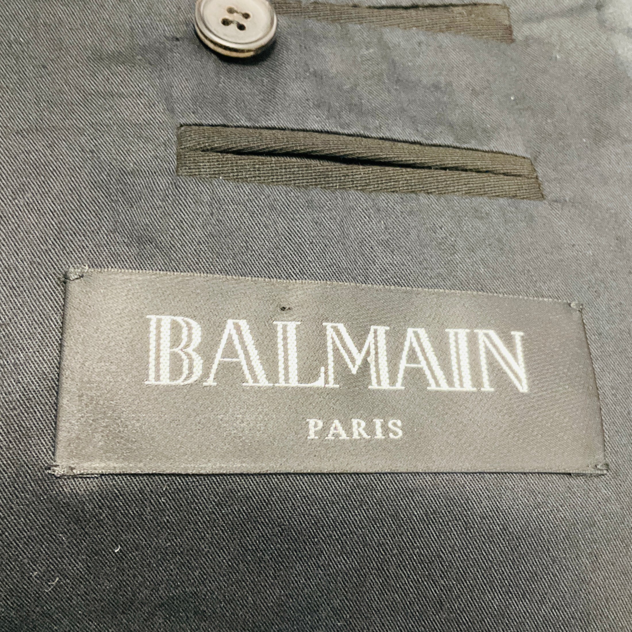 Balmain Black / Gold Chain Embellished Cotton Tuxedo Style Blazer Jacket