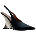Load image into Gallery viewer, Paris Texas Black / Silver Nina Slingback Wedge Pumps
