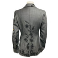 Load image into Gallery viewer, Moschino Cheap and Chic Grey / Black Floral Embroidered Wool Blazer with Ladybug Embellishments
