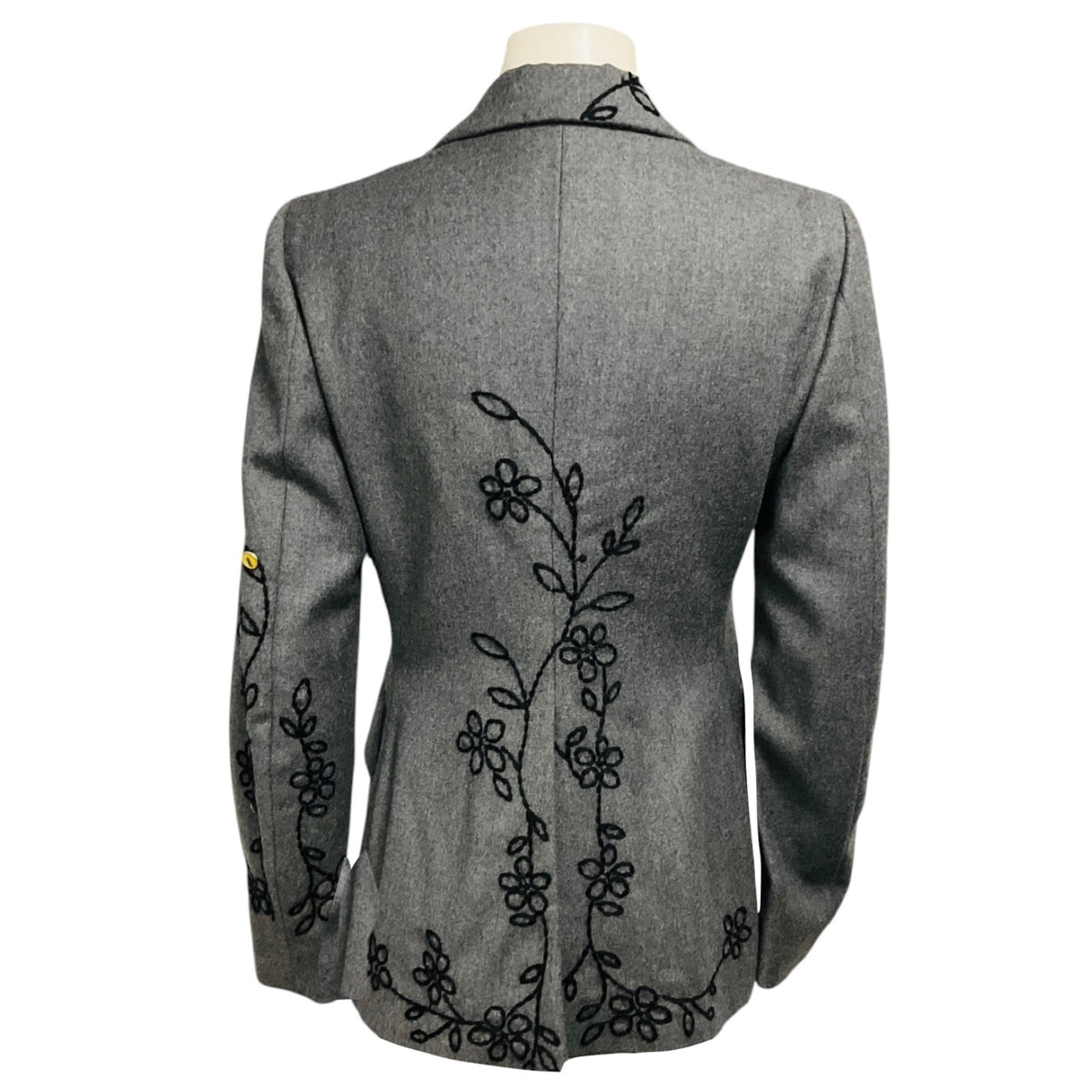 Moschino Cheap and Chic Grey / Black Floral Embroidered Wool Blazer with Ladybug Embellishments