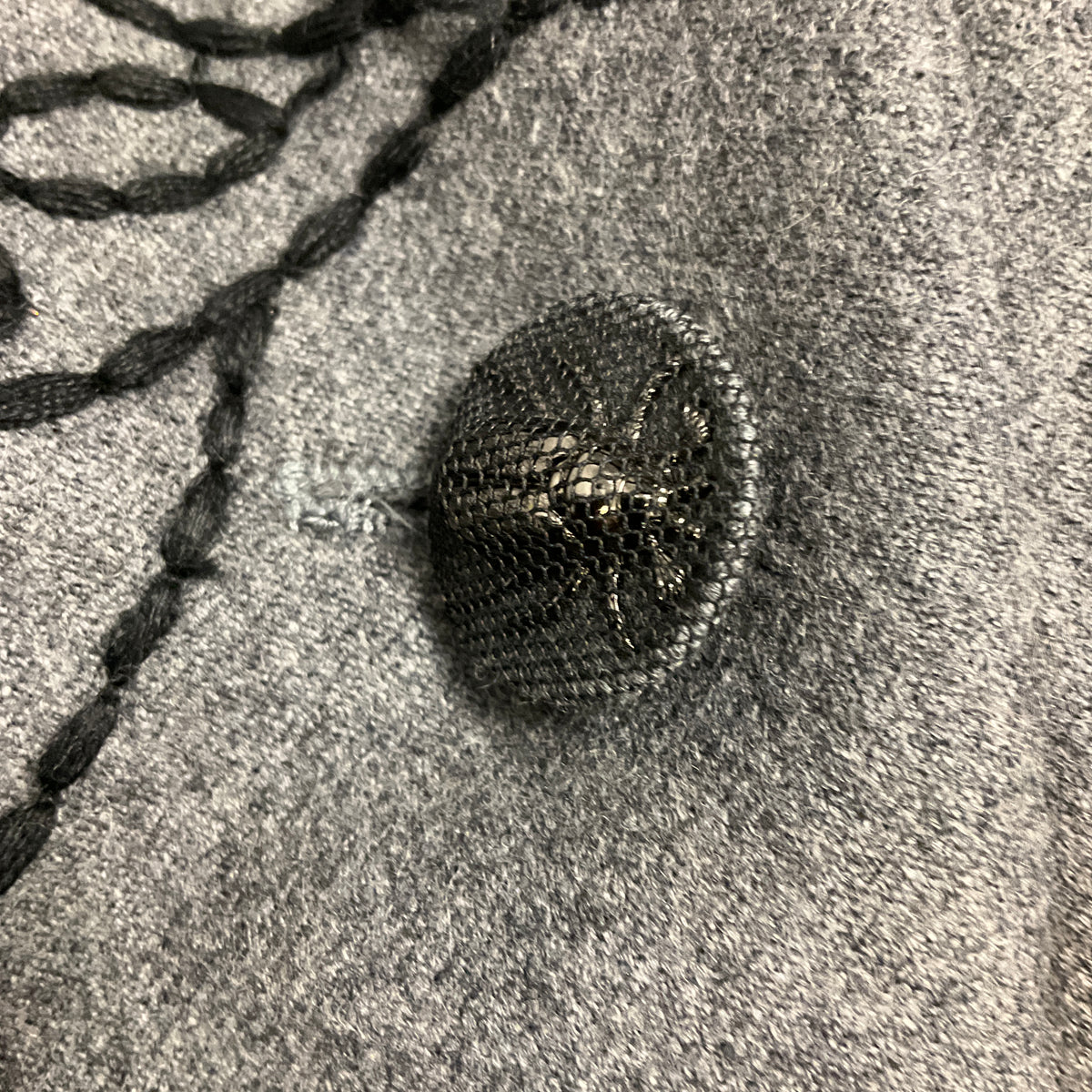 Moschino Cheap and Chic Grey / Black Floral Embroidered Wool Blazer with Ladybug Embellishments