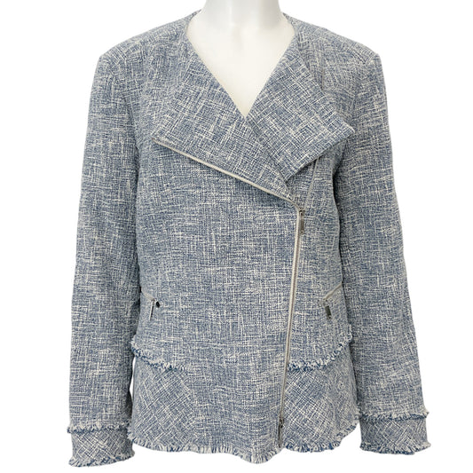 Lafayette 148 NY Blue / White Tweed Moto Jacket
