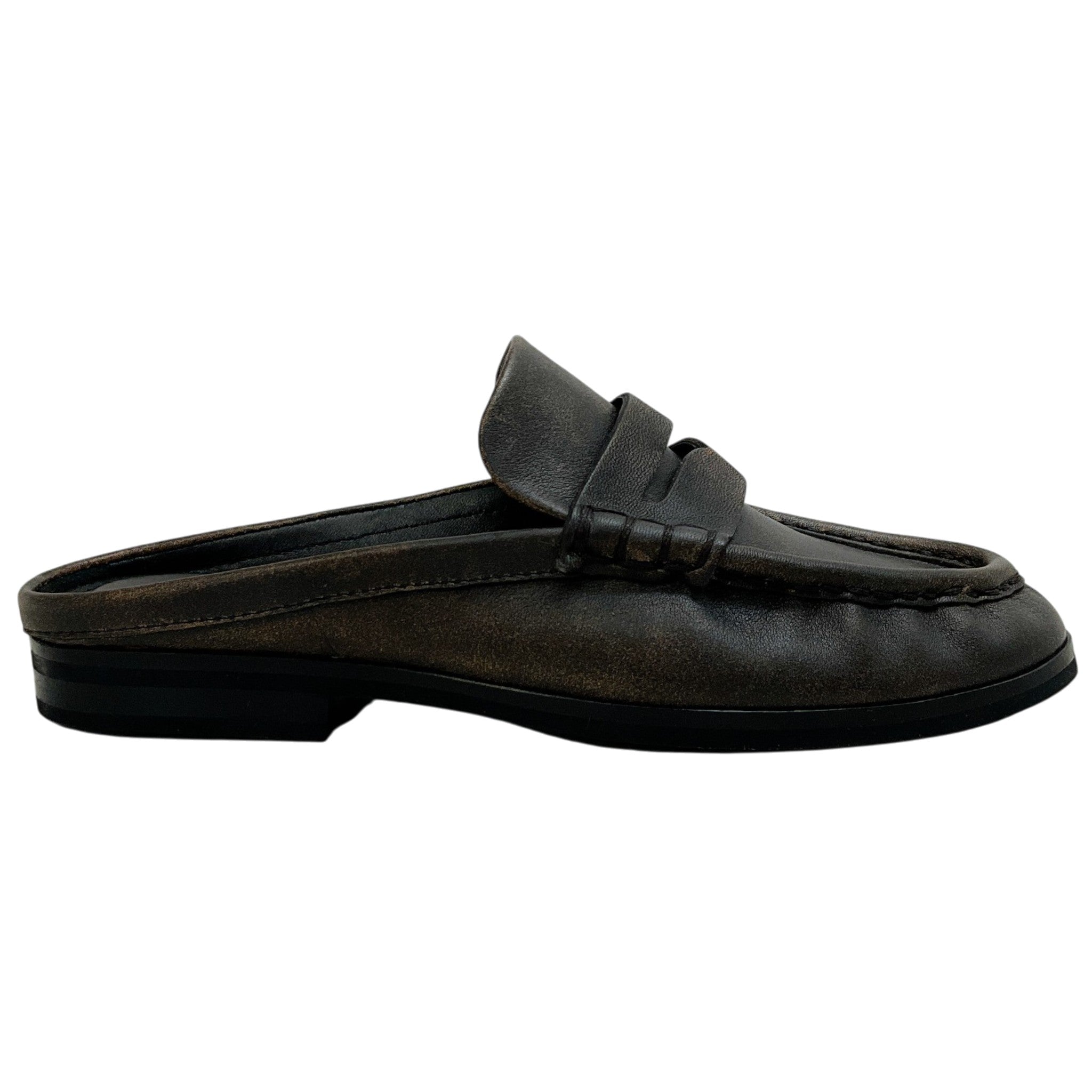 Simkhai Distressed Chocolate Leather Loafer Mules
