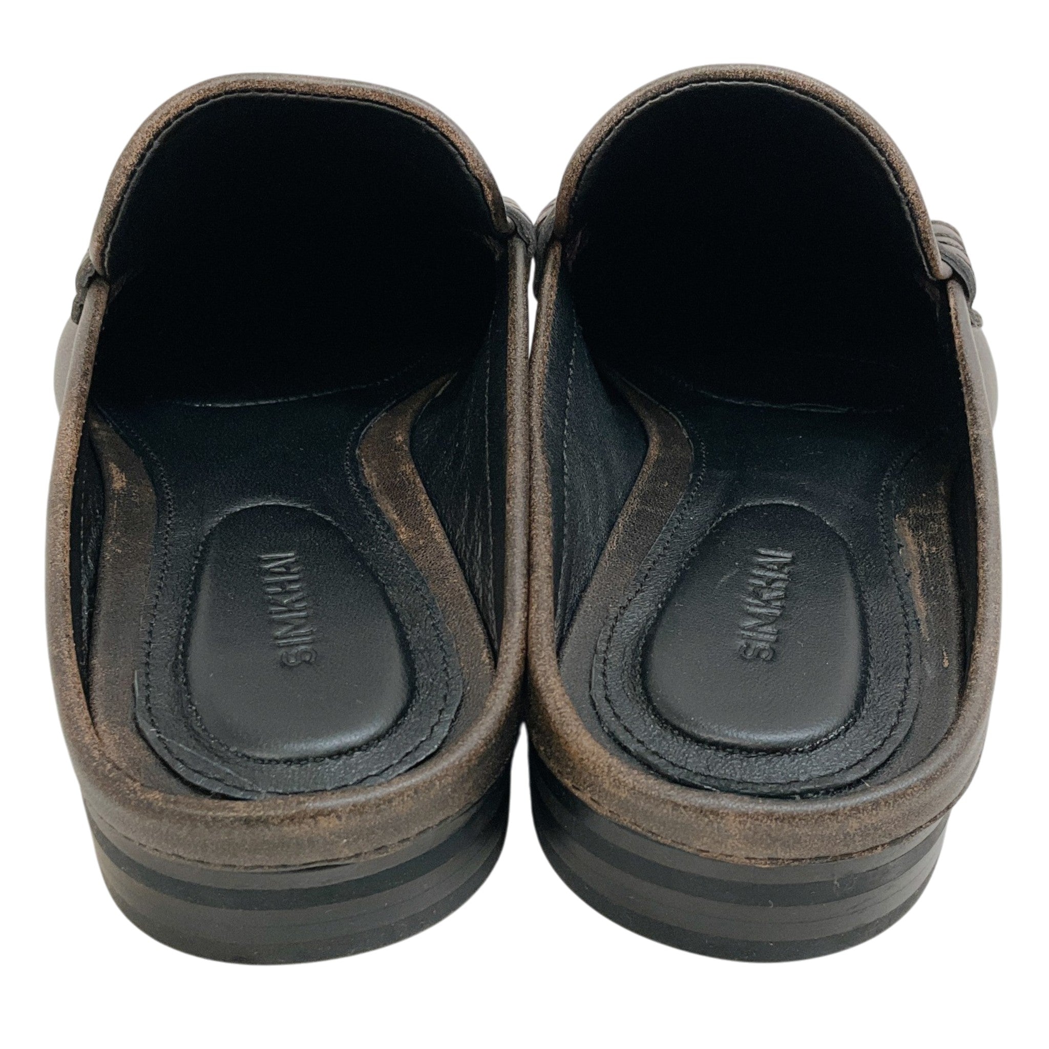 Simkhai Distressed Chocolate Leather Loafer Mules