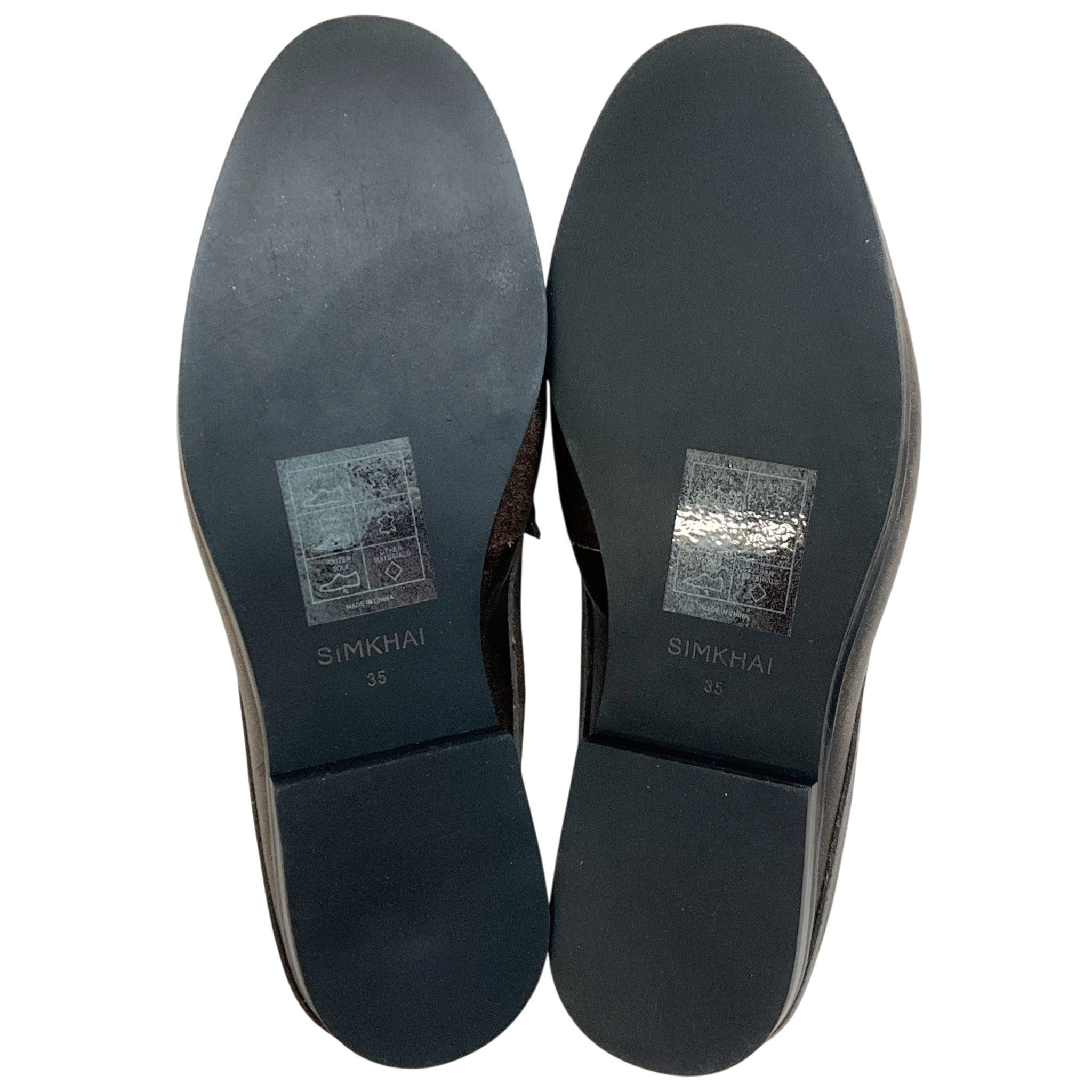 Simkhai Distressed Chocolate Leather Loafer Mules
