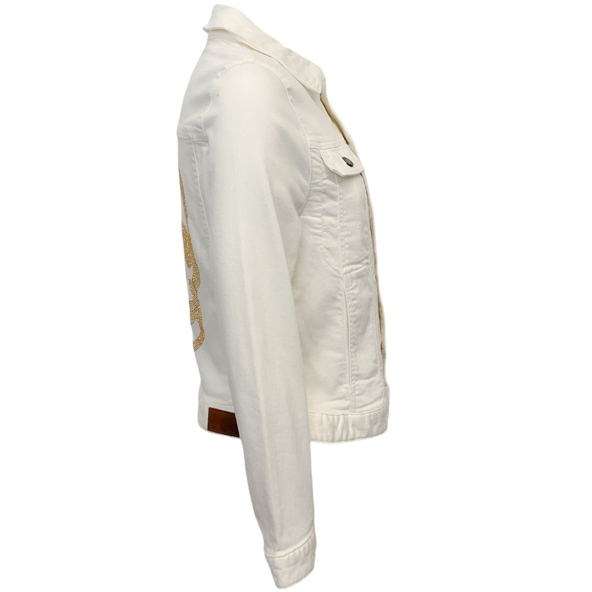 Zadig & Voltaire White Kioky Denim Jacket with Strass Skull