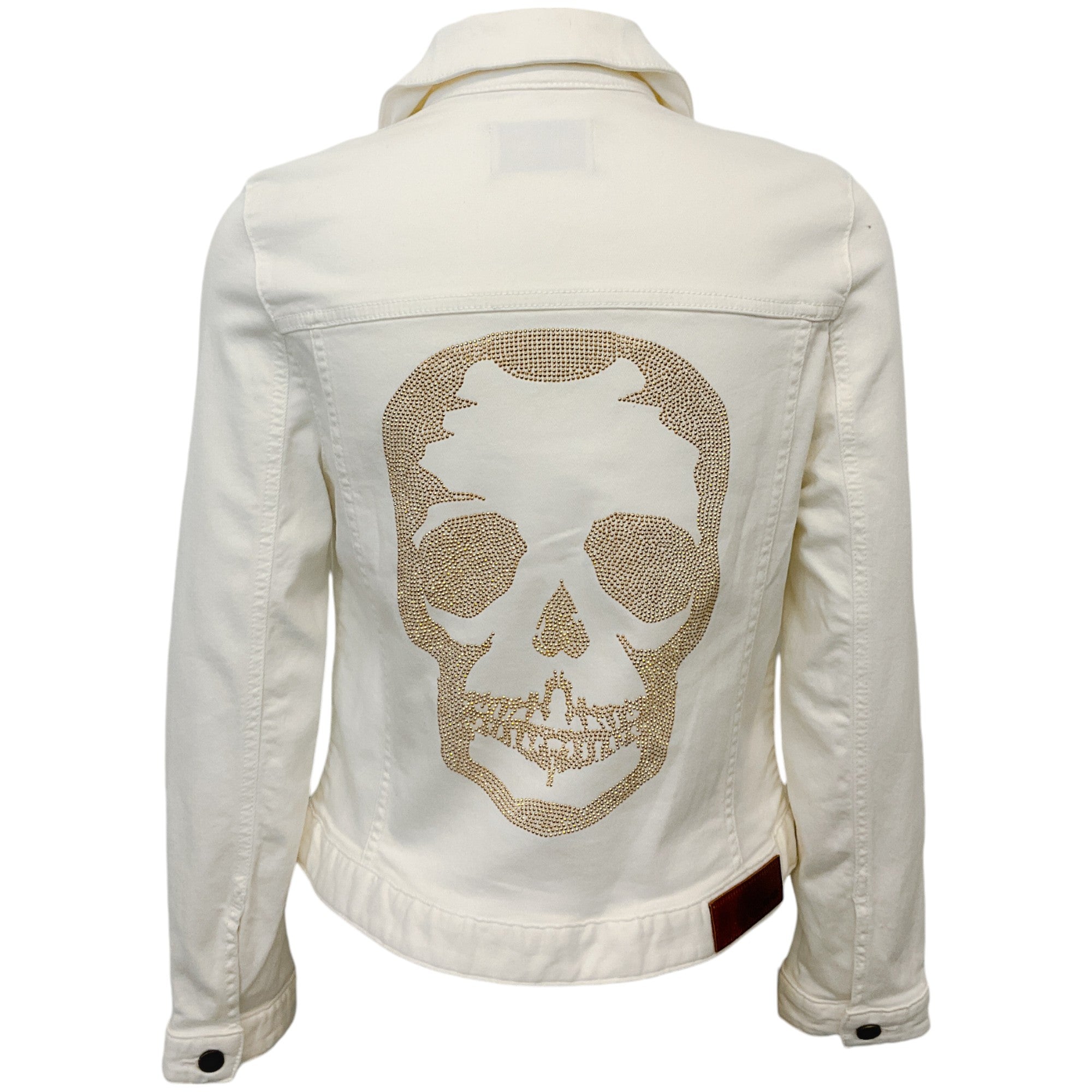 Zadig & Voltaire White Kioky Denim Jacket with Strass Skull