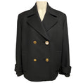 Load image into Gallery viewer, Versace Black Double Breasted Wool Pea Coat with Gold Medusa Medallion and Crystal Buttons
