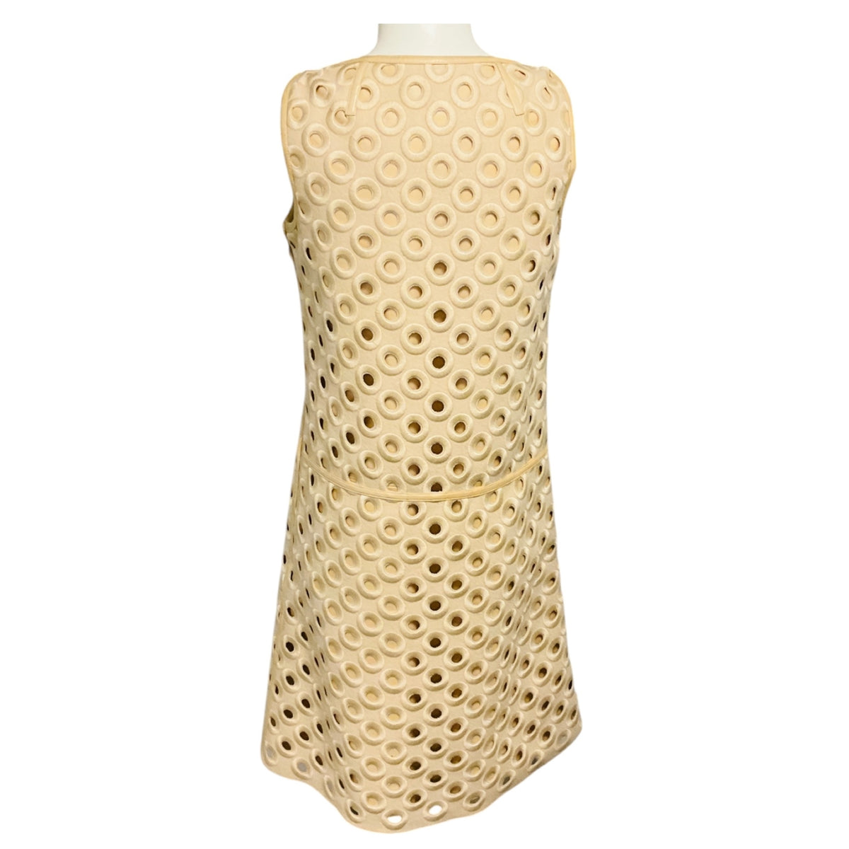 Marc Jacobs Vintage Beige Embroidered Cut Out Circle Design Sleeveless Dress