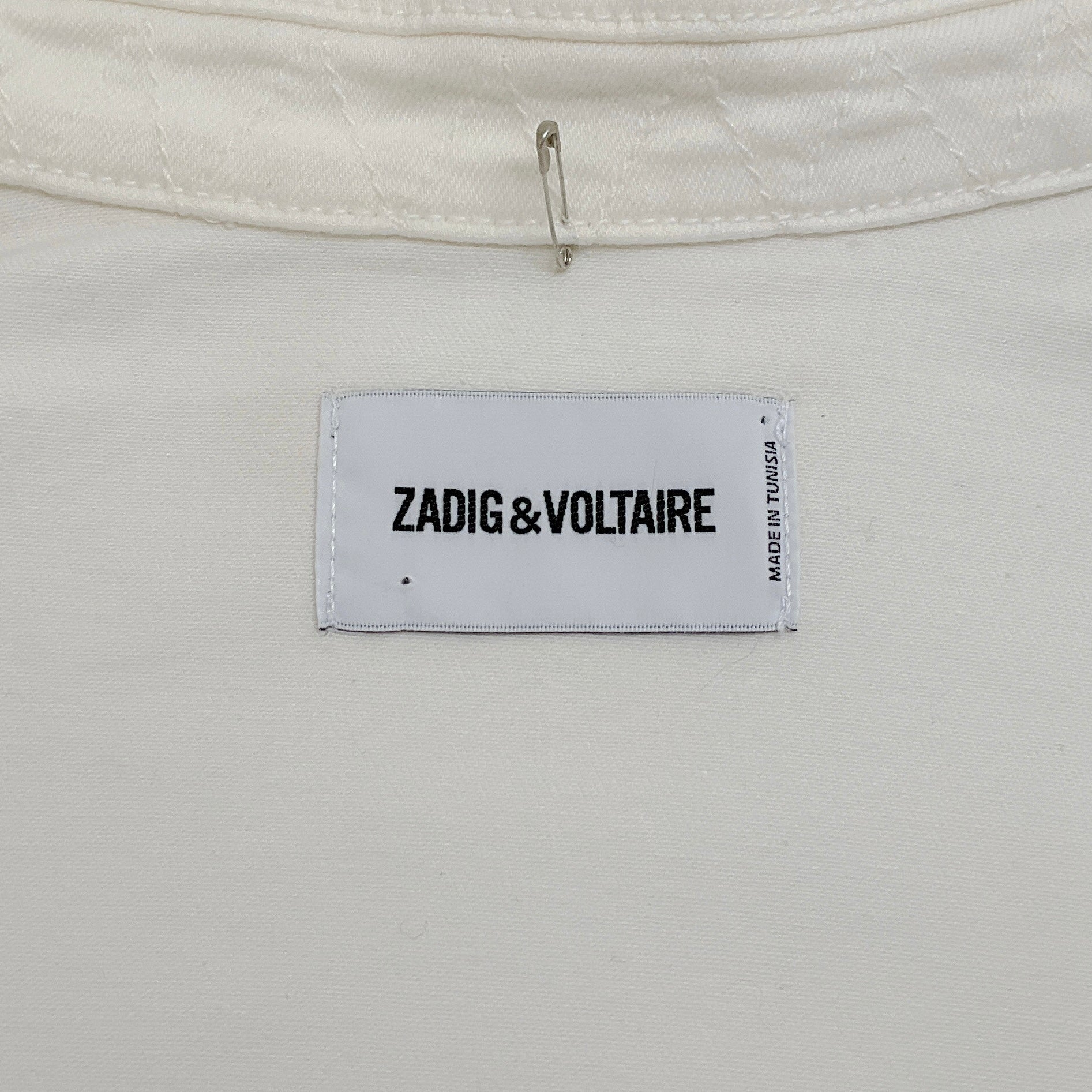 Zadig & Voltaire White Kioky Denim Jacket with Strass Skull