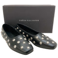 Load image into Gallery viewer, Freda Salvador Black Leather Jessie Flats with Silver Studs
