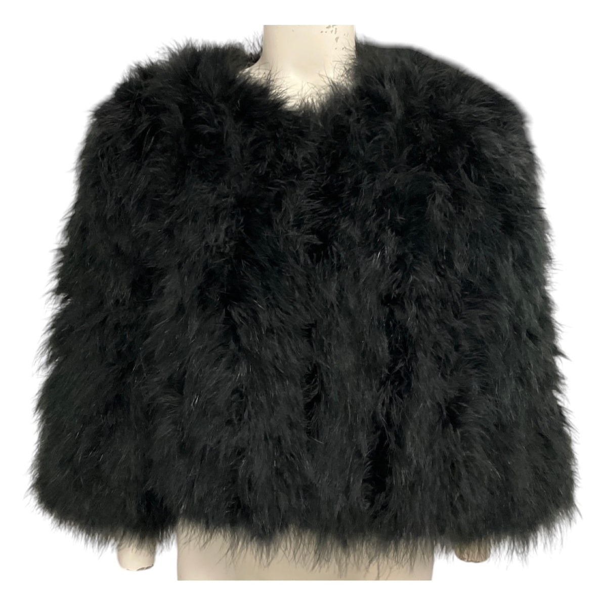 Yves Salomon Black Turkey Feather Cropped Jacket