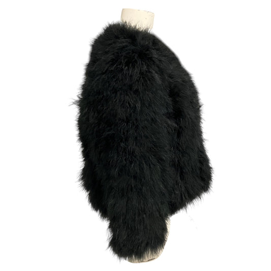 Yves Salomon Black Turkey Feather Cropped Jacket