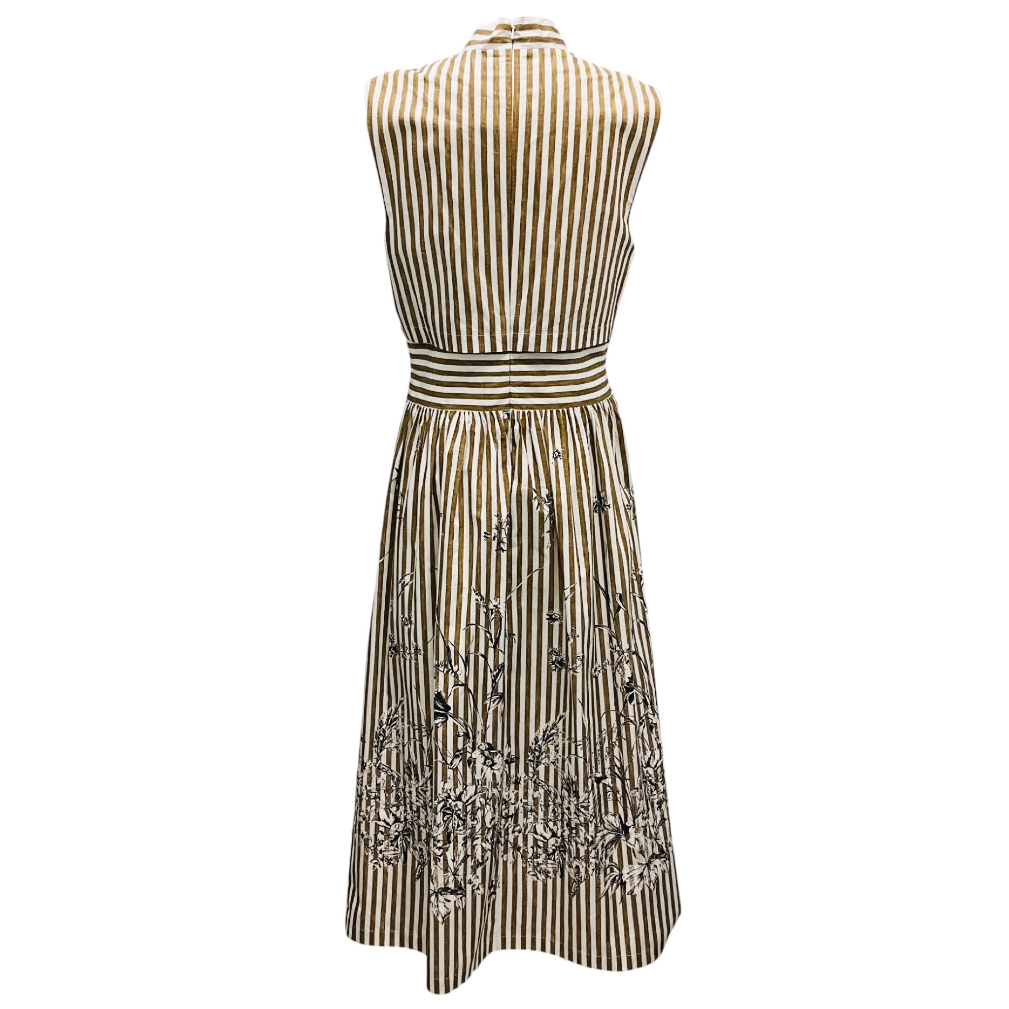 Lela Rose Walnut Collared V-Neck Floral Poplin Dress