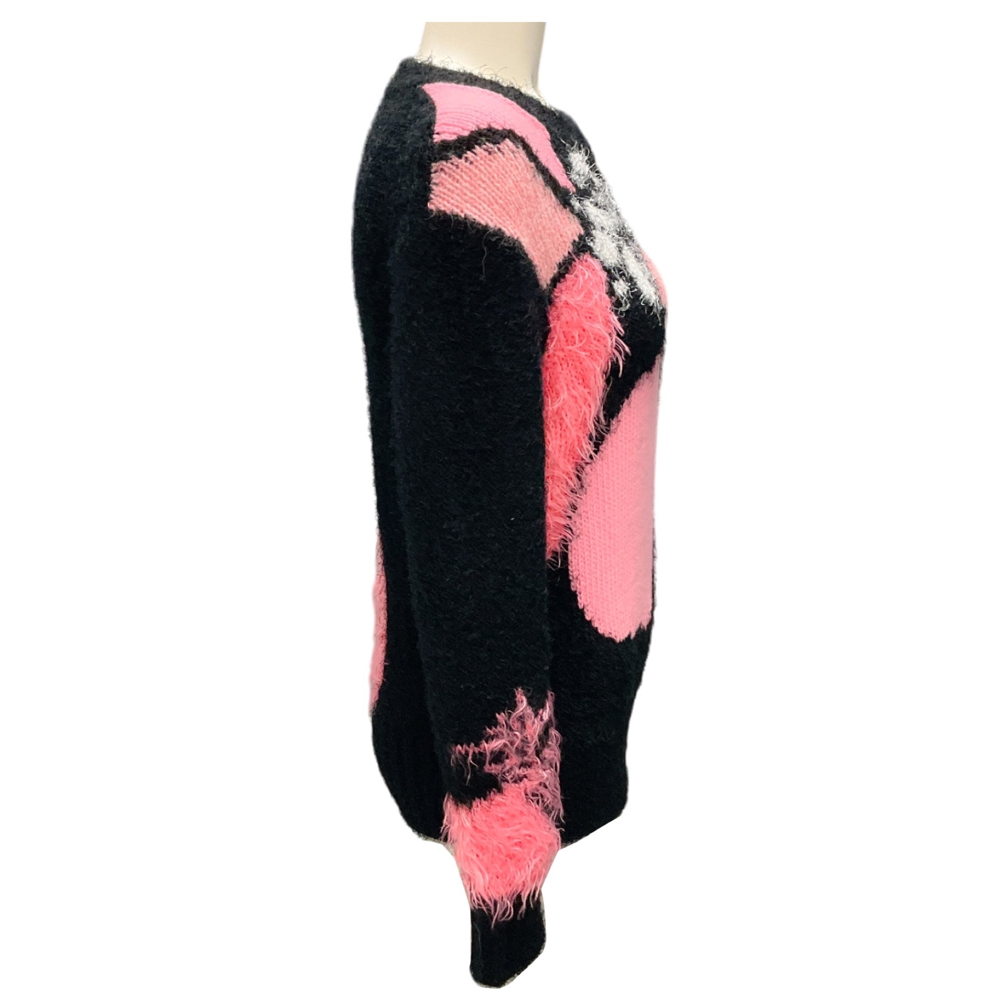 Chanel Black / White / Pink Cashmere Knit Pullover Sweater