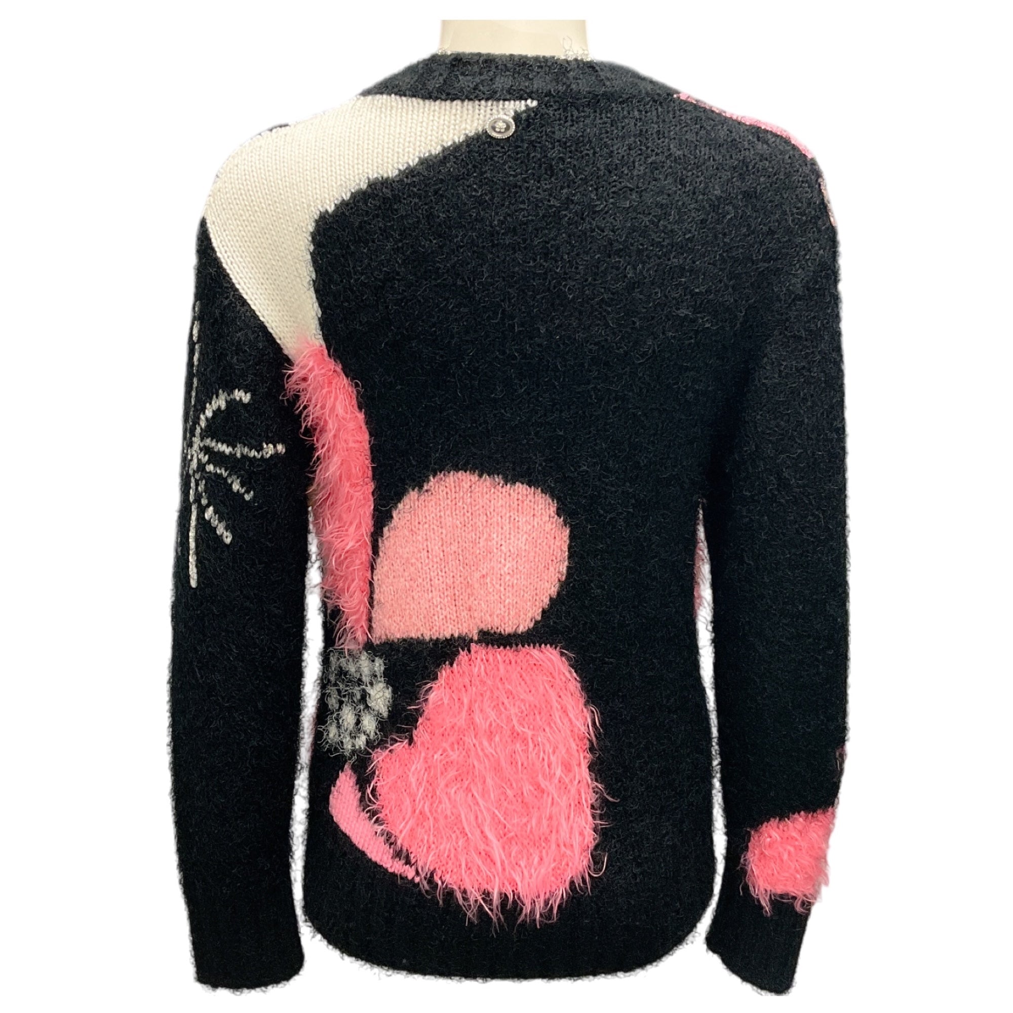 Chanel Black / White / Pink Cashmere Knit Pullover Sweater