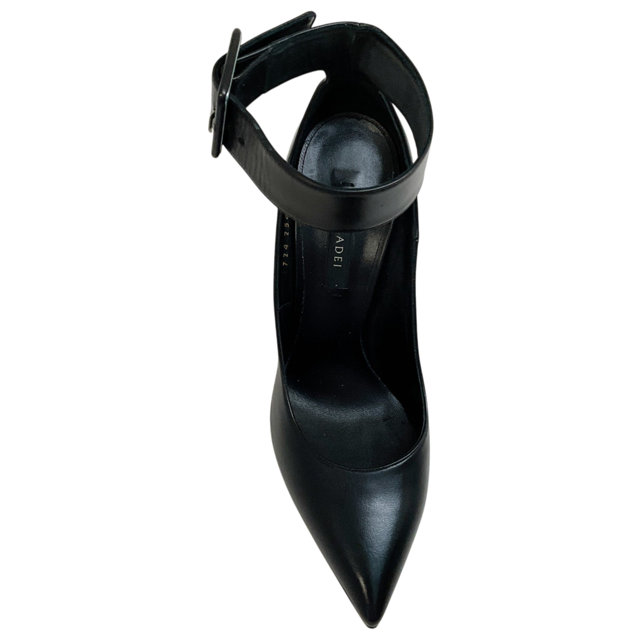 Casadei Black Leather Ankle Strap Blade Pumps