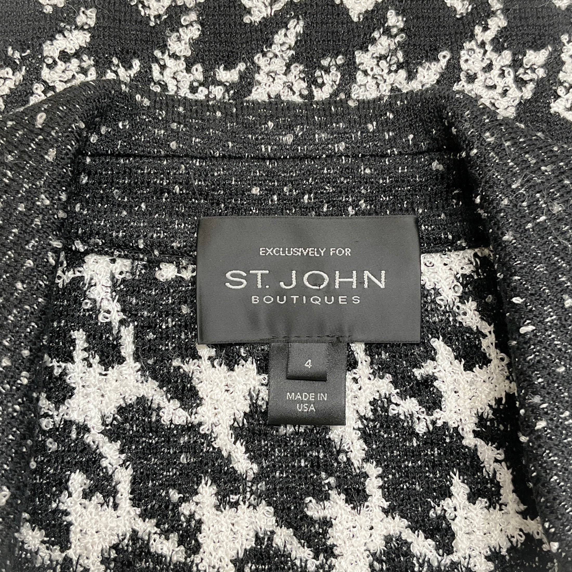 St. John Black / White Tweed Knit Blazer