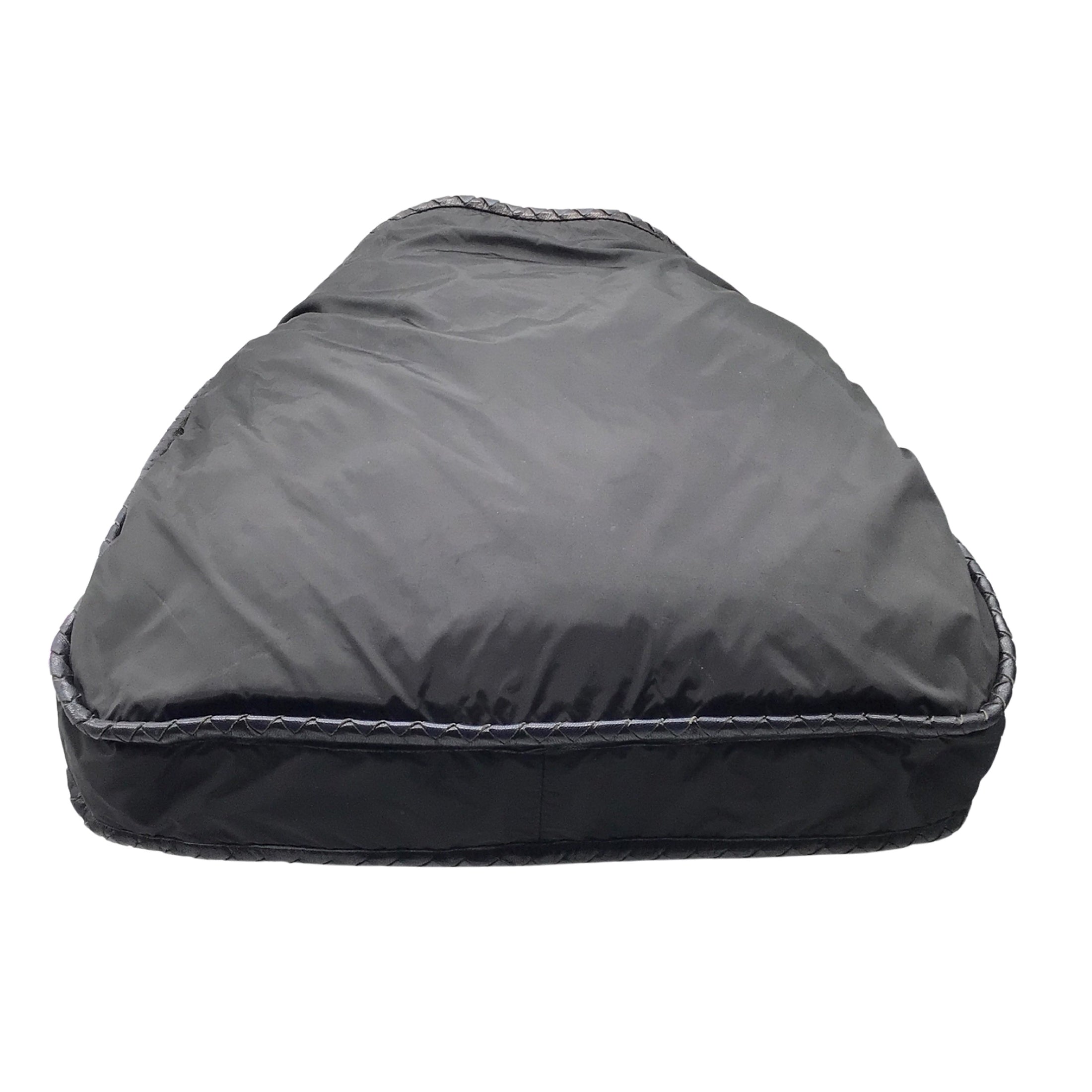 Bottega Veneta Black / Navy Blue Intrecciato Woven Leather Trimmed Tessuto Bag