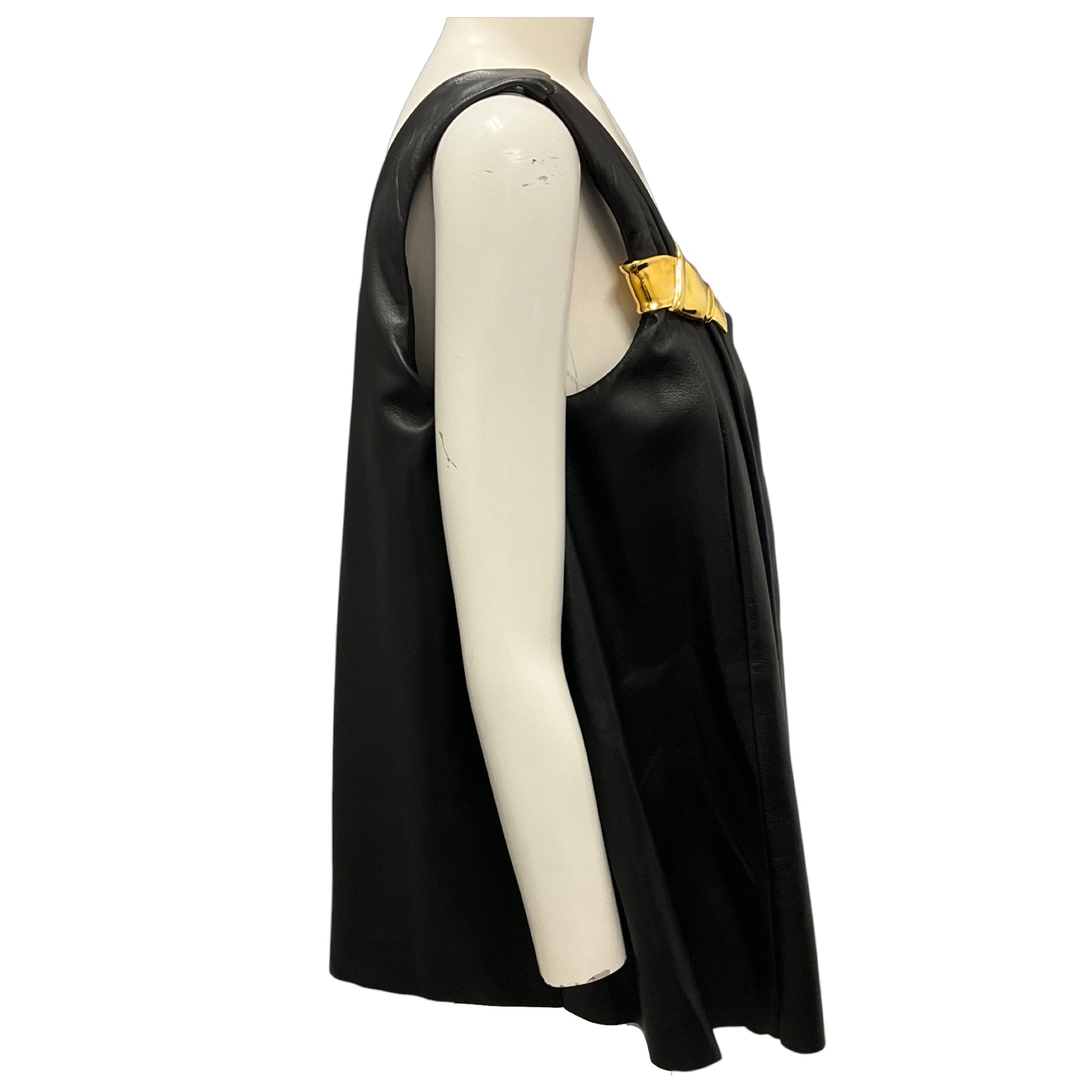 Brandon Maxwell Black One Shoulder Nappa Lamb Leather Top