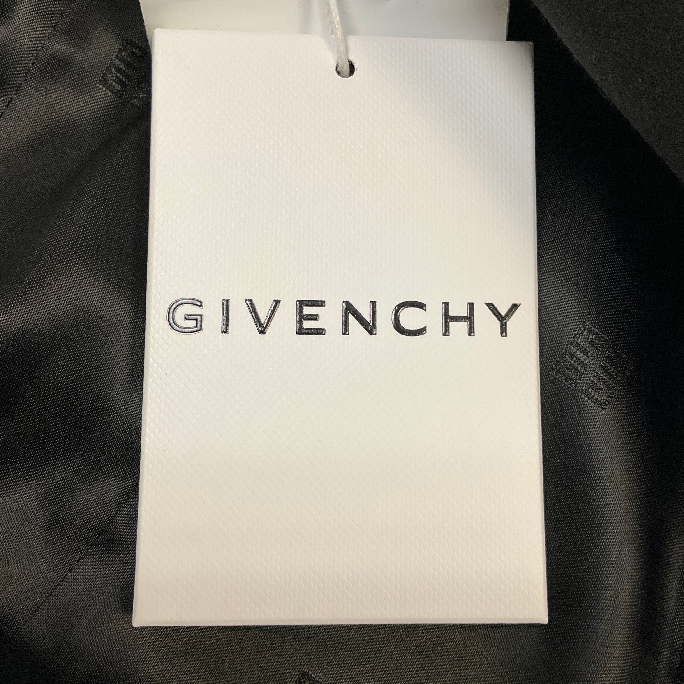 Givenchy Black Draped Back Long Wool Blazer with 4G Pattern Lining