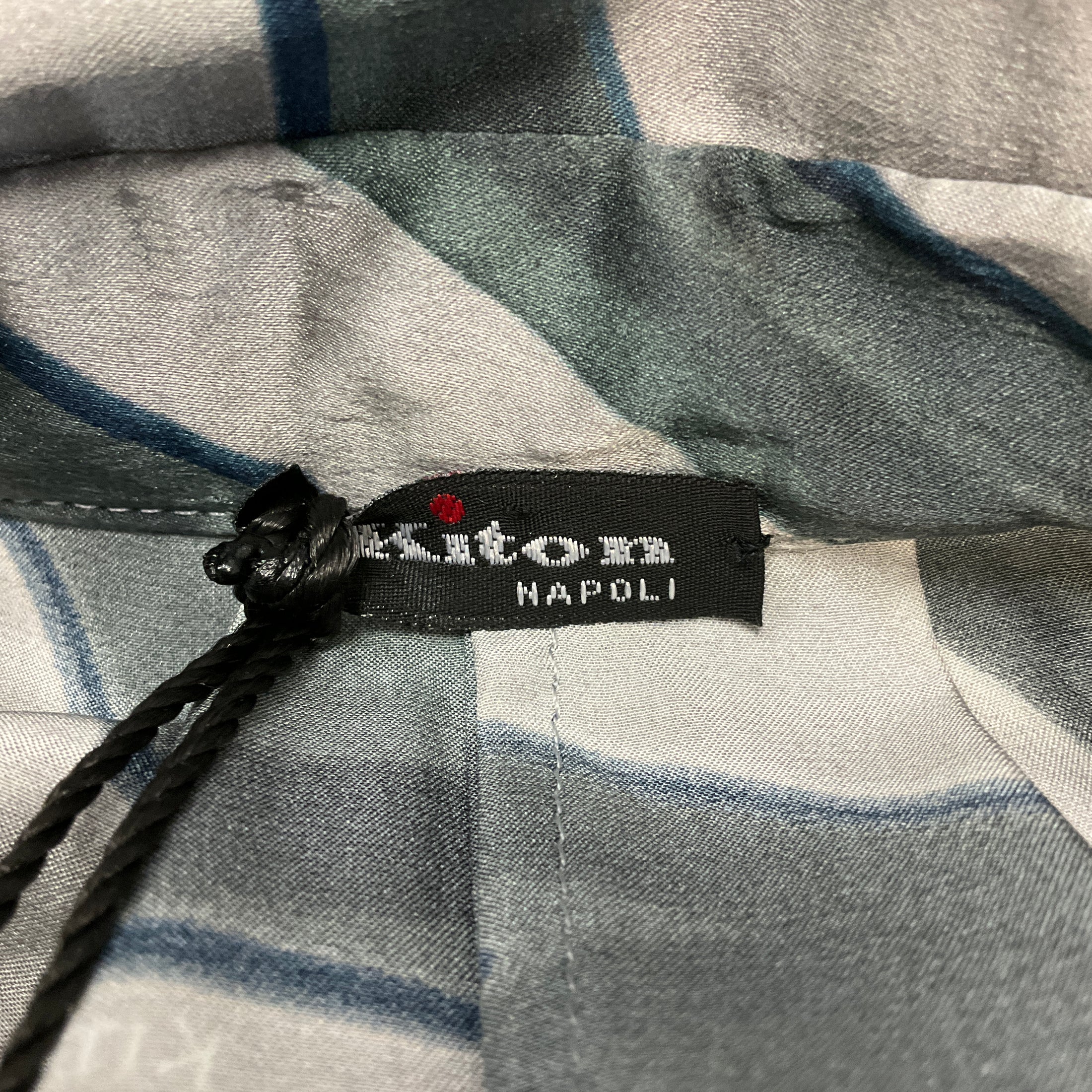 Kiton Grey / Green / Blue Printed Long Sleeved Silk Maxi Dress