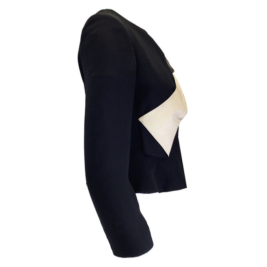 Giorgio Armani Black / Champagne Bow Detail Full Zip Silk Jacket