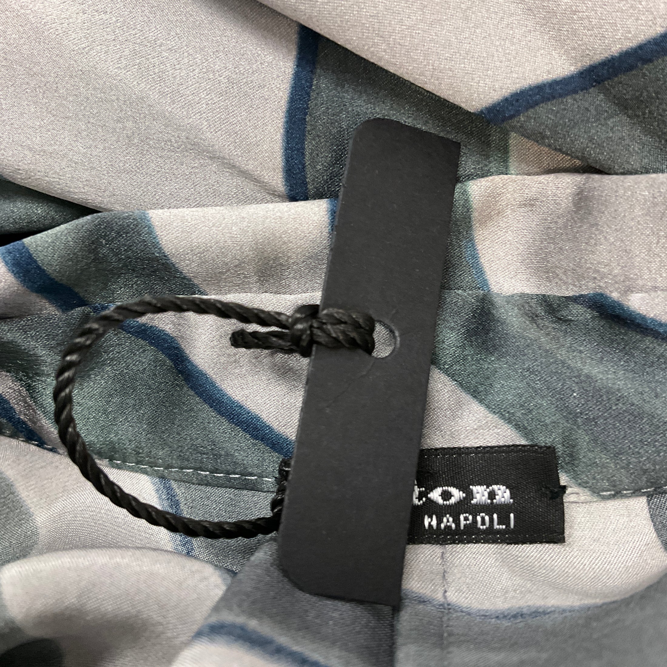 Kiton Grey / Green / Blue Printed Long Sleeved Silk Maxi Dress