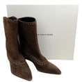 Load image into Gallery viewer, Freda Salvador Teddy Brown Suede Studded Tricia Ankle Boots
