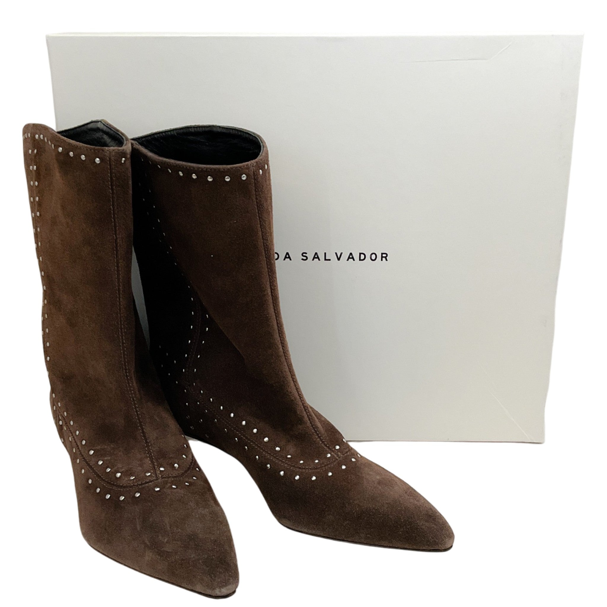 Freda Salvador Teddy Brown Suede Studded Tricia Ankle Boots