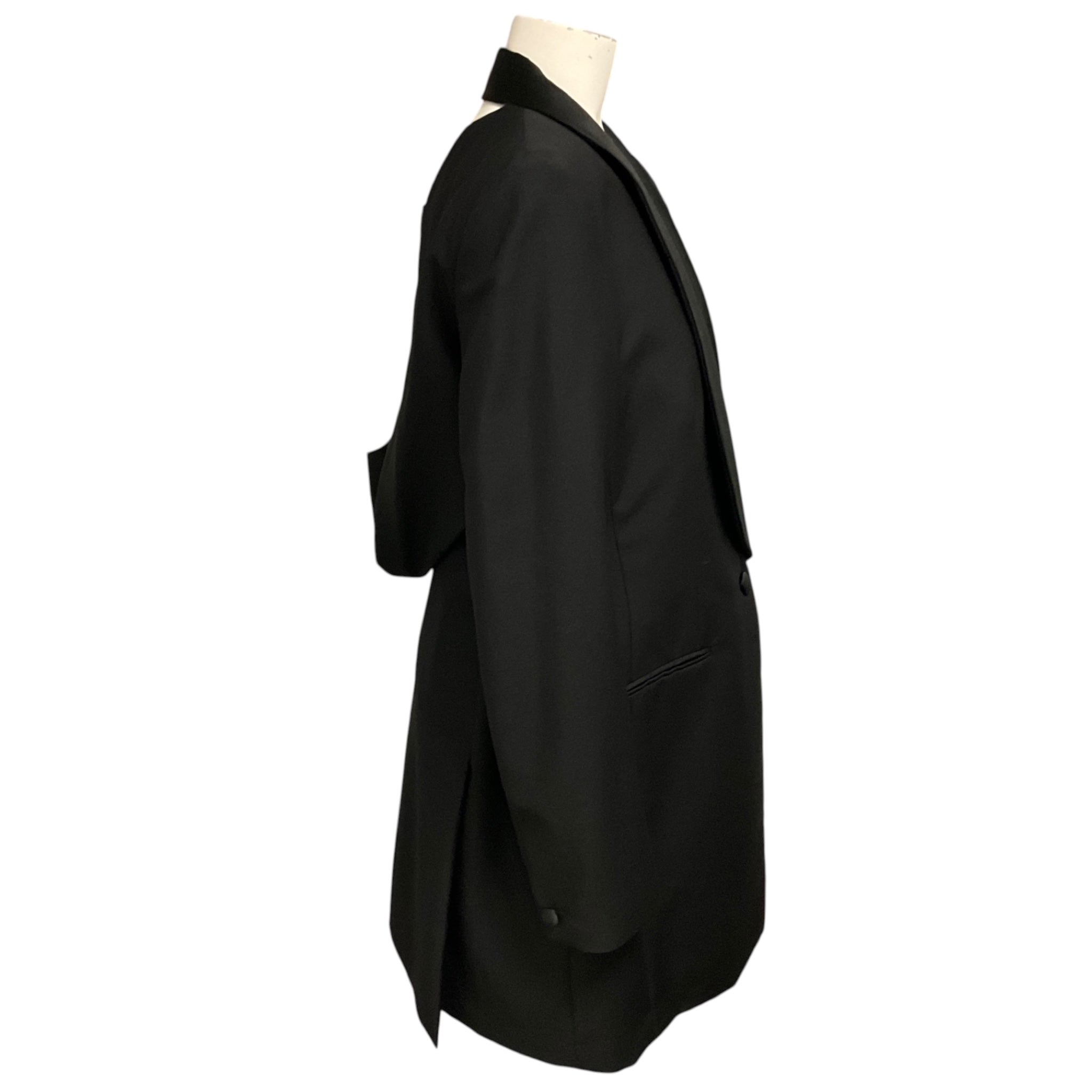 Givenchy Black Draped Back Long Wool Blazer with 4G Pattern Lining
