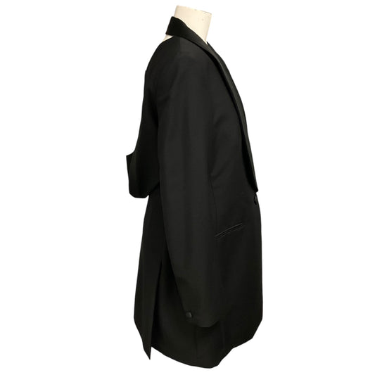 Givenchy Black Draped Back Long Wool Blazer with 4G Pattern Lining