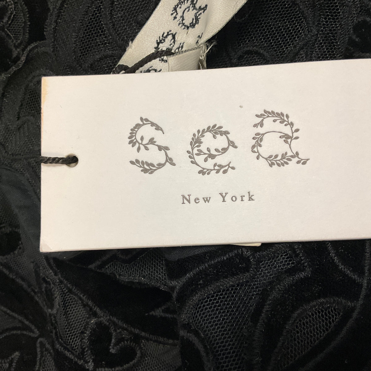 Sea New York Dark Black Dana Embroidered Velvet Dress