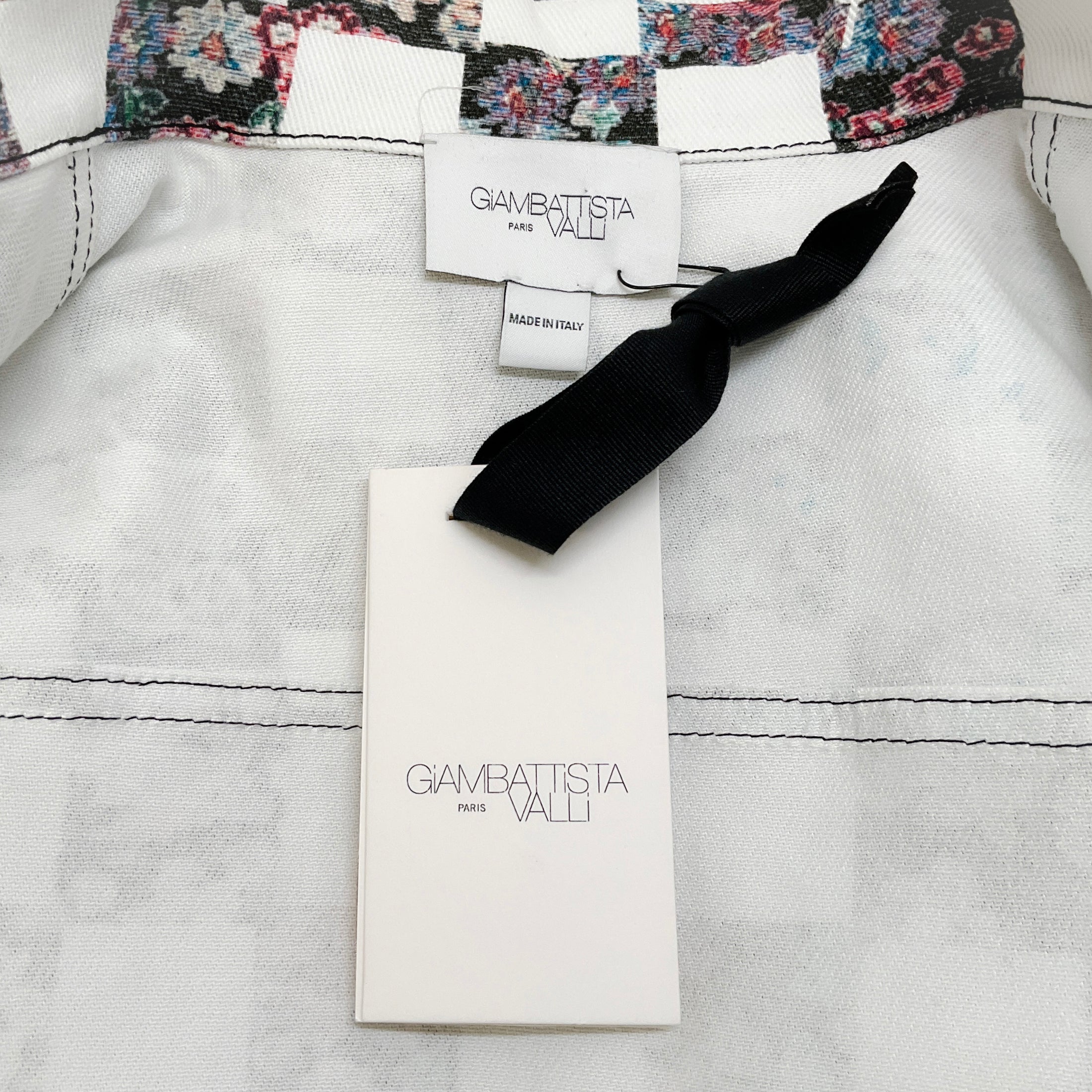 Giambattista Valli White Multi Denim Chess Print Vest