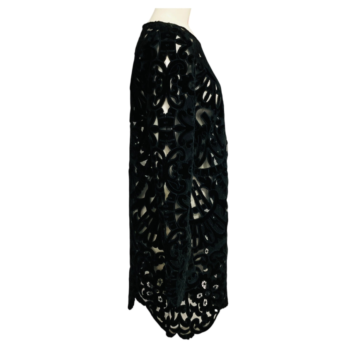 Sea New York Dark Black Dana Embroidered Velvet Dress