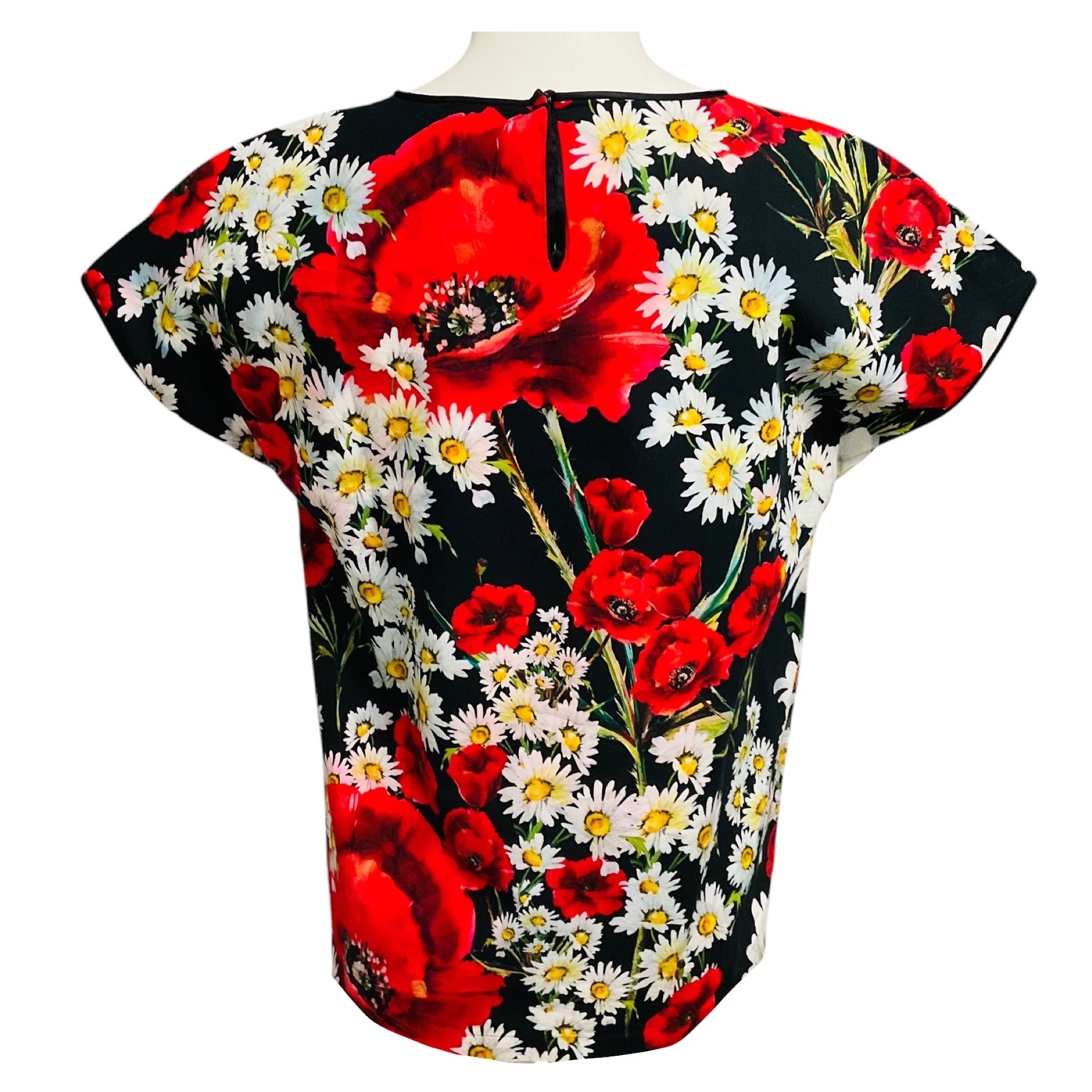 Dolce & Gabbana Black / Red Multi Floral Print Top