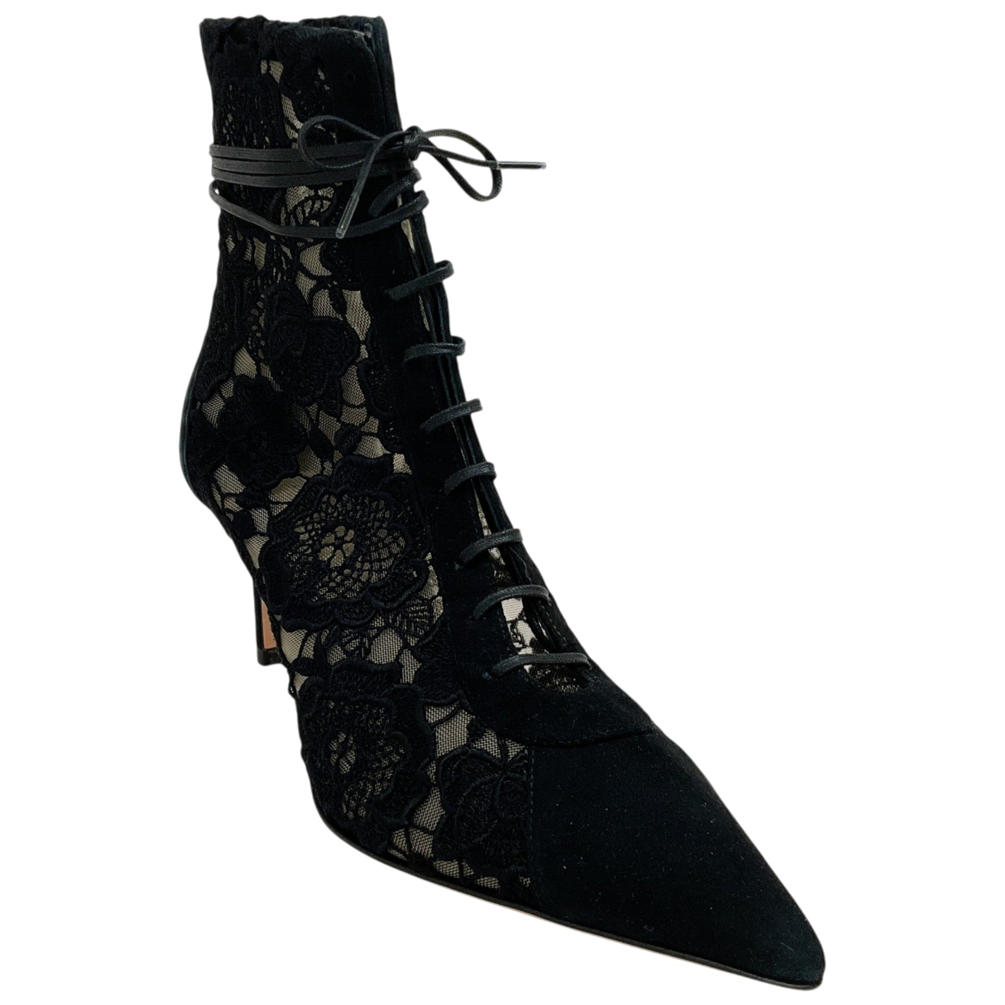 Arteana Black Suede / Lace Ankle Wrap Booties
