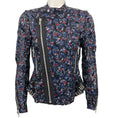 Load image into Gallery viewer, Sacai Blue Multi Floral Eyelet Silk Moto Jacket

