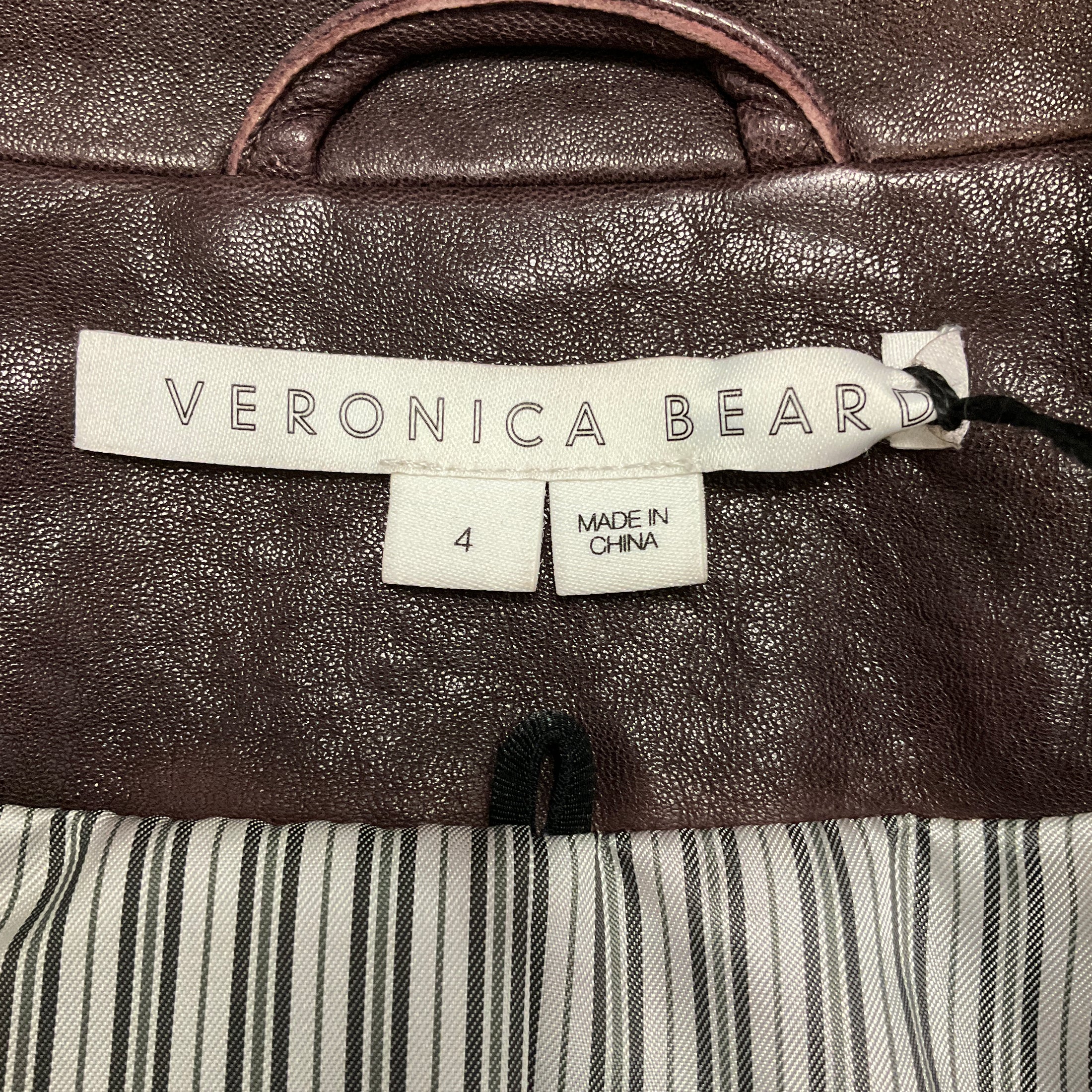 Veronica Beard Burgundy Oxblood Gail Lamb Leather Dickey Jacket