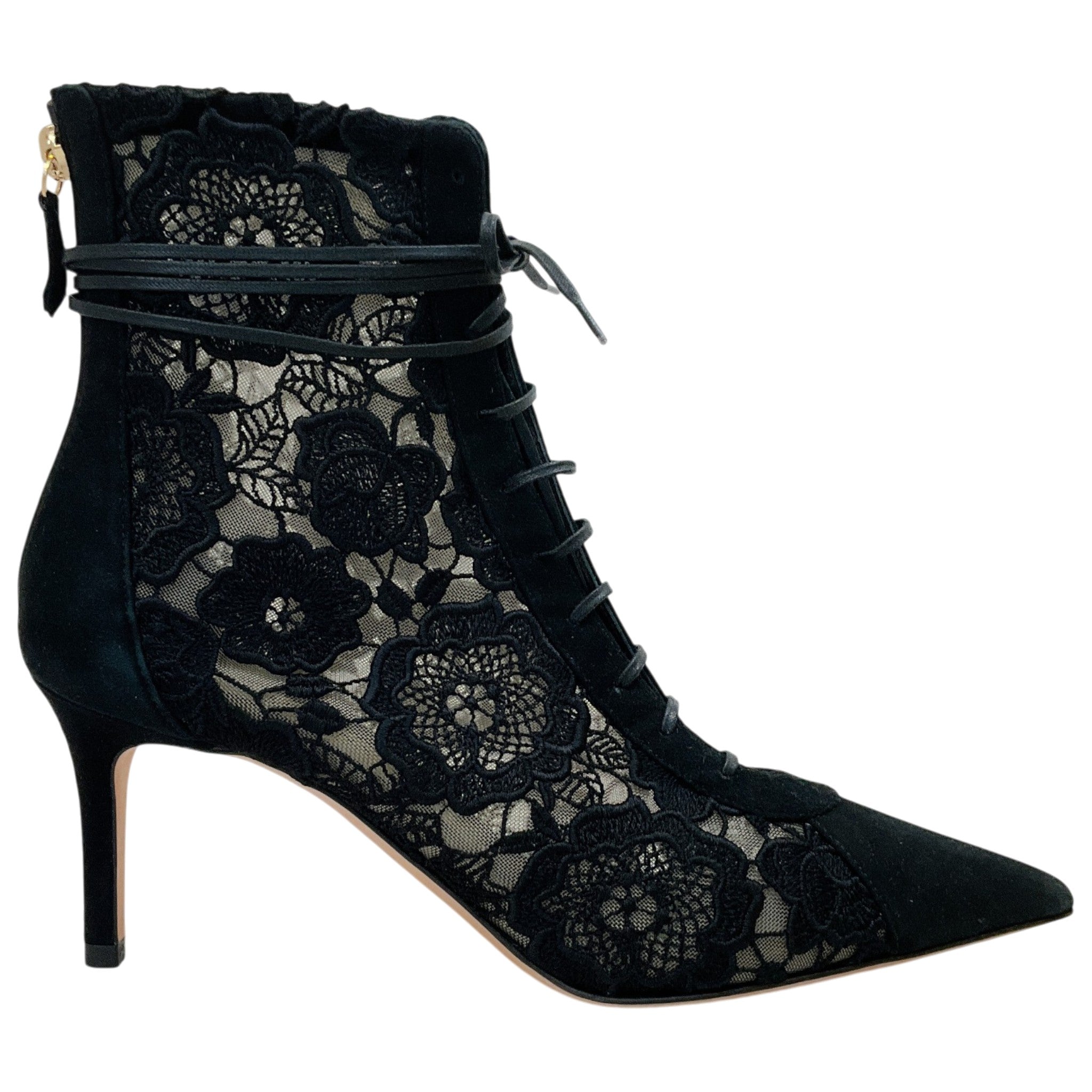 Arteana Black Suede / Lace Ankle Wrap Booties