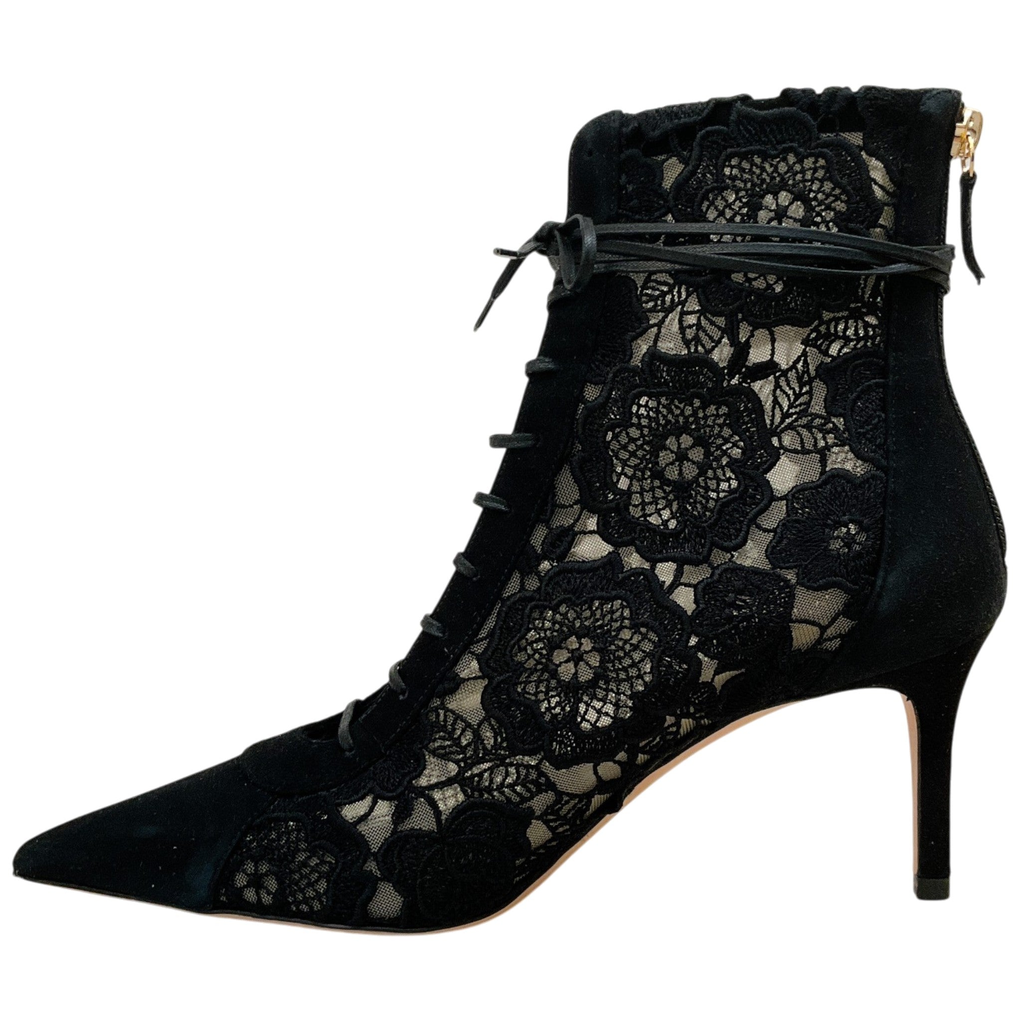 Arteana Black Suede / Lace Ankle Wrap Booties