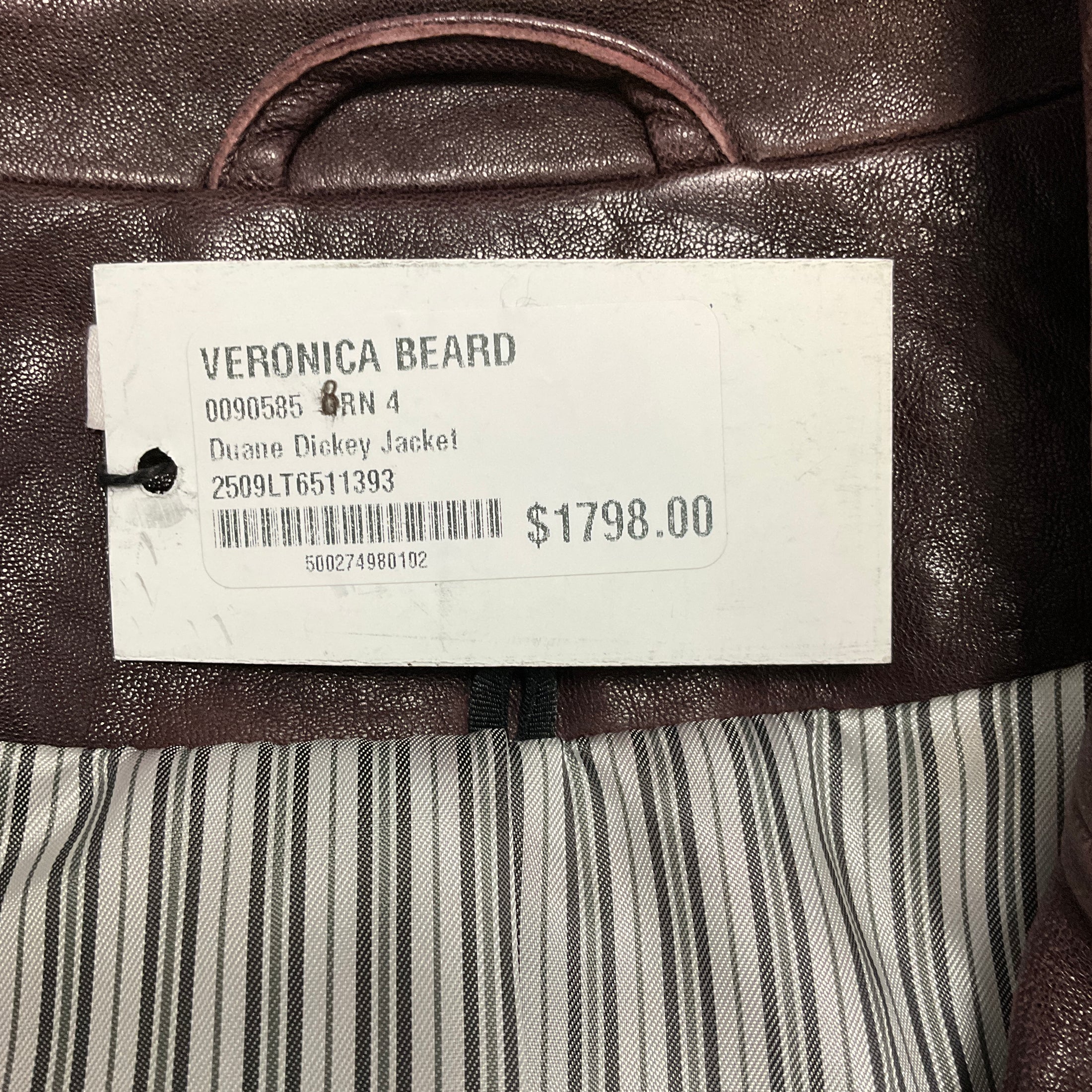 Veronica Beard Burgundy Oxblood Gail Lamb Leather Dickey Jacket